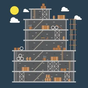 Flat design of construction site Stock Illustration