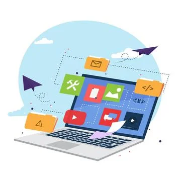 Flat design content management system illustration Stock Illustration