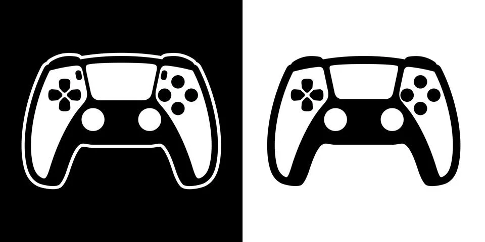 Flat Design Controller Vector Illustration. Black And White Joystick Or Gamepad Stock Illustration