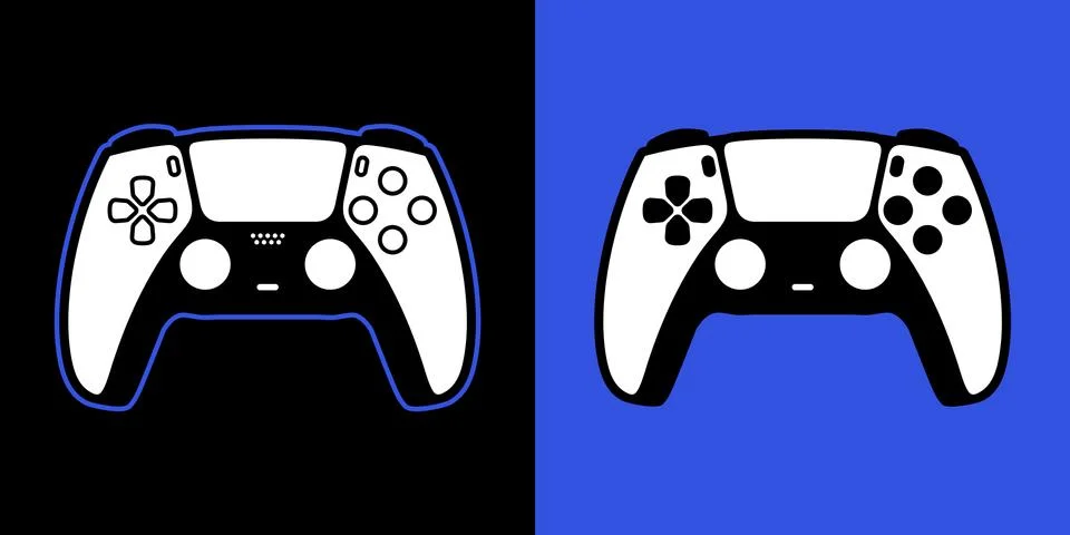 Flat Design Controller Vector Illustration. Black And White Joystick Or Gamepad Stockillustratie