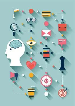 Flat Design Of Creative Thinking Icons Stock Illustration