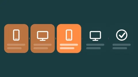 Flat design Cross-device attribution animation - teal marketing motion graphic Stock Footage 342626694