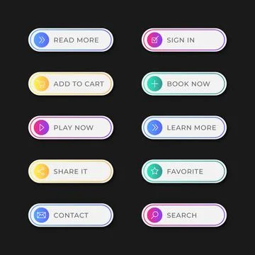 Flat design cta button collection Illustrazione stock