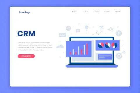 Flat design customer relationship management landing page Stock Illustration