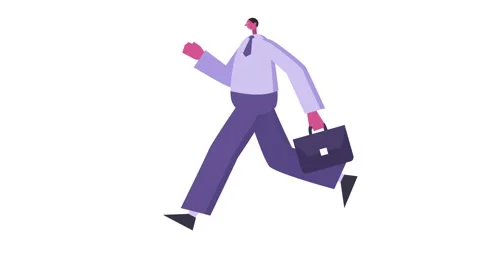 Flat Design Cute Fat Man Character Run Cycle with Briefcase Isolated Loop 2d 스톡 동영상 144281391