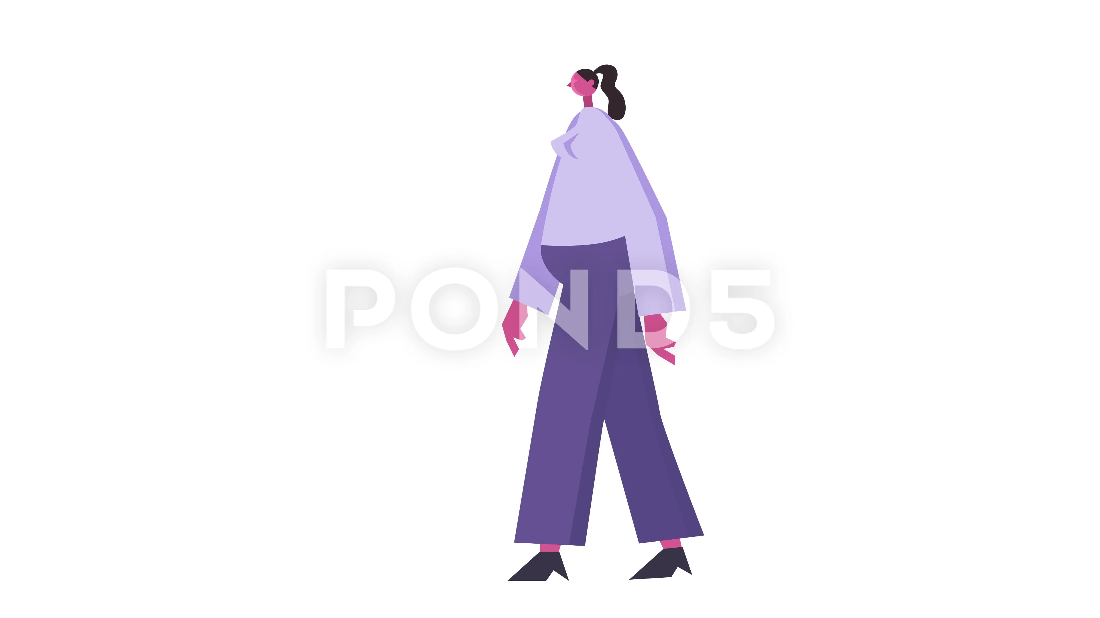 Flat Design Cute Fat Woman Character Walking Cycle Isolated Loop 2d  Animation