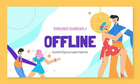 Flat design dance school twitch background illustrated Stock Illustration