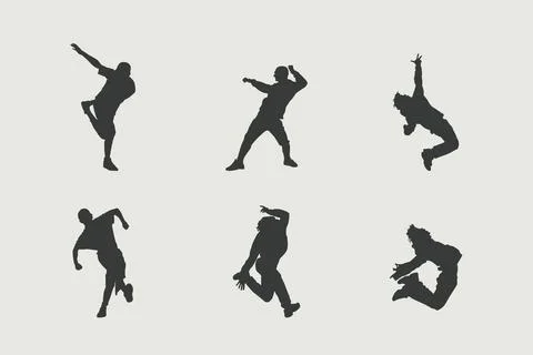 Flat design dancer silhouette set Stock Illustration