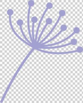 Flat design dandelion seed head floating on transparent background, displaying Illustrazione stock