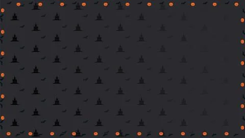 Flat Design Dark and Orange Halloween Silhouette Background Stock Illustration