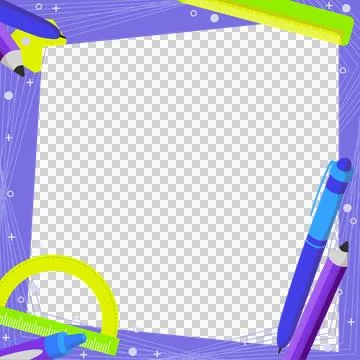 Flat design dark gray heptagon is showing pencils pens neon ruler protractor Stock Illustration