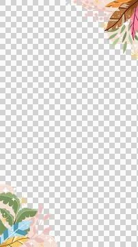 Flat design decorative corner frame showing pastel leaves sparkles and dots on Stock Illustration