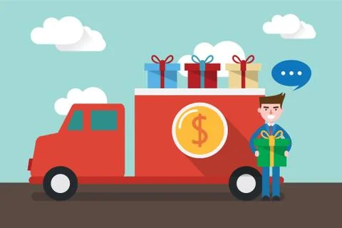 Flat design, delivery man concept illust Stock Illustration