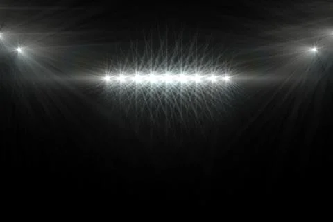 Flat design is depicting dark stage with horizontal row of white spotlights Stock Illustration
