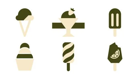 Flat design dessert icons set with ice cream and sweets Vector Stock Illustration