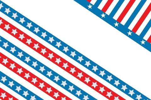 Flat design diagonal pattern is featuring red blue stripes with white stars, Stockillustratie