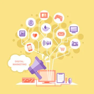 Flat design digital marketing concept Stock Illustration