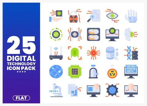 Flat design digital technology icons pack on white background イラスト素材