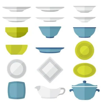 Flat design dinnerware set Stock Illustration