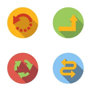 Flat design directional arrows set with shadow effect Stock Illustration