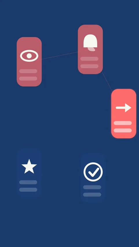 Flat design Display retargeting journey animation - cobalt blue marketing Vidéo 342626856