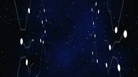 Flat design displaying navy background scattered with star dots and mirrored Stock Footage 310218823