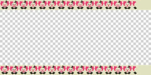 Flat design displaying repeating clown head border with measurement line on Stock Illustration