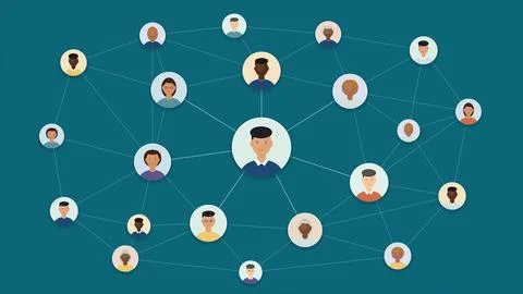 Flat Design Diverse People Social Network and Business Team Connection 4K Stock Illustration