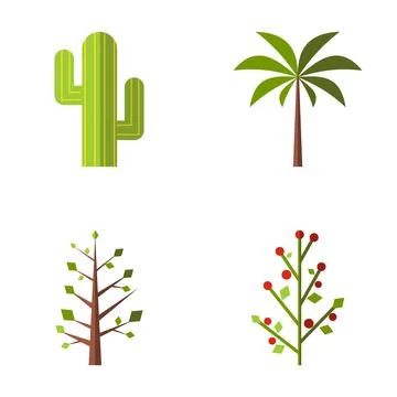Flat design diverse plant icons set Stock Illustration