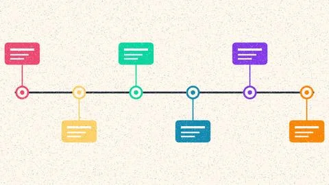 Flat design document workflow diagram with connected nodes and folders Stock Illustration