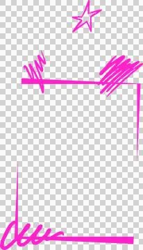 Flat design doodle frame forming on transparent backdrop, featuring magenta Stock Illustration