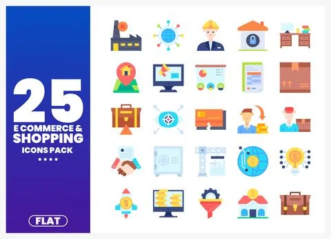 Flat design e-commerce and shopping icons pack with elements イラスト素材