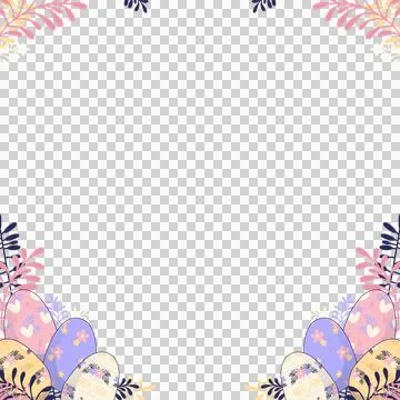 Flat design Easter border is forming pastel egg foliage frame on transparent 스톡 일러스트