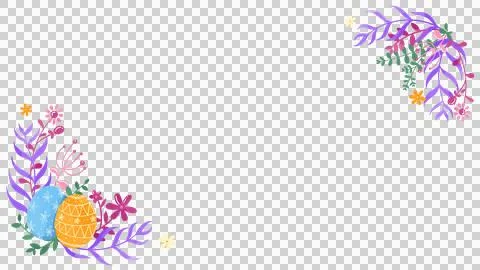 Flat design Easter border is framing transparent background featuring pastel Stock Illustration