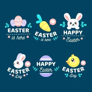 Flat design easter day badge set Stock Illustration