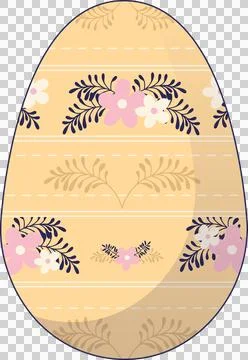 Flat design Easter egg is featuring pastel floral bands leafy fern sprigs on Stock Illustration