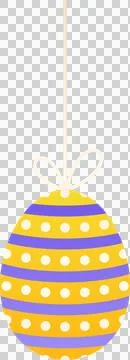 Flat design Easter egg is hanging by string on transparent canvas, purple Illustrazione stock