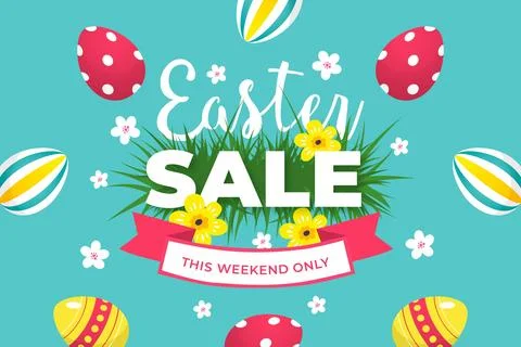 Flat design easter sale promo Stock Illustration