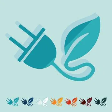Flat design: eco plug leaf Stock Illustration