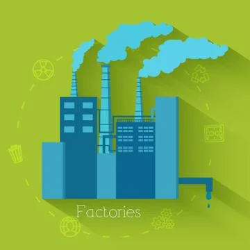 Flat design of ecology, environment, green clean energy and poll Stock Illustration