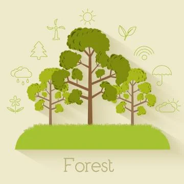 Flat design of ecology, environment, green clean energy and poll Stock Illustration
