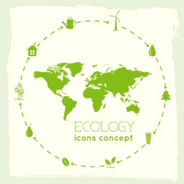 Flat design of ecology, environment, green clean energy and poll Stock Illustration