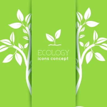 Flat design of ecology, environment, green clean energy and poll Stock Illustration