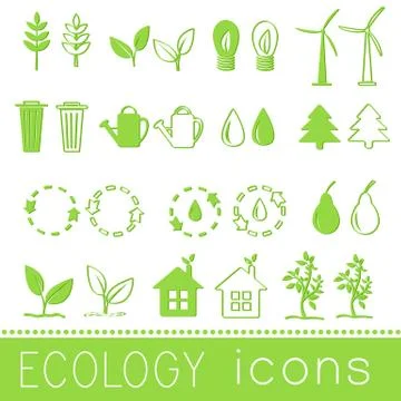 Flat design of ecology, environment, green clean energy and poll Stock Illustration