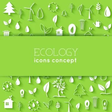 Flat design of ecology, environment, green clean energy and poll Stock Illustration