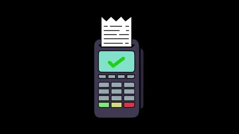 Flat design EDC payment terminal animation with successful transaction Stock Footage 333104246