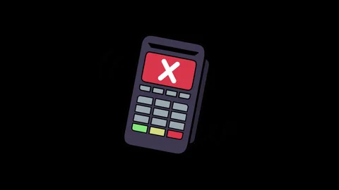 Flat design EDC payment terminal animation with failed transaction Stock Footage 333104260