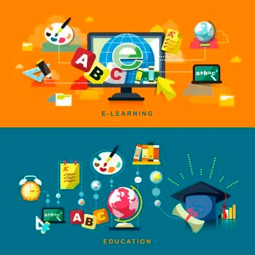Flat design for education and online learning イラスト素材