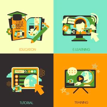 Flat design for the education concepts Stock Illustration