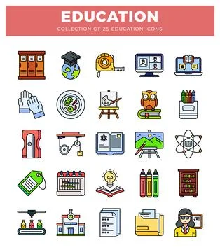 Flat design education icons on a white background Stockillustratie